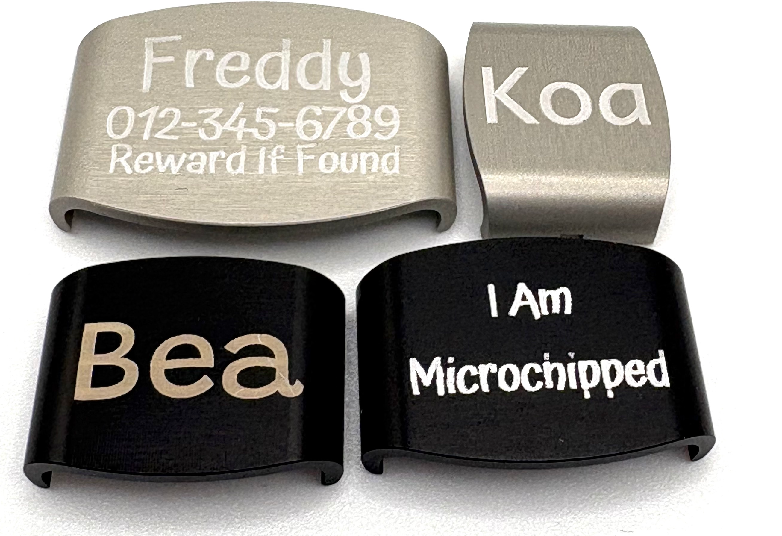 Aluminum silent pet ID tags made by The Pawwp Company